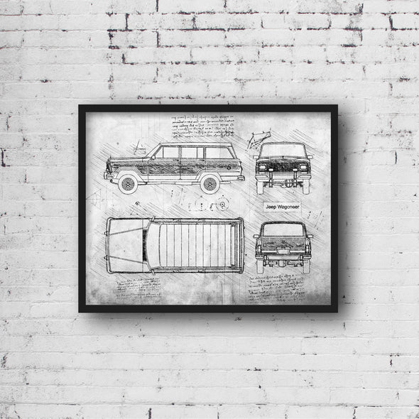 Jeep Wagoneer (1987-91) da Vinci Sketch Art Print (#656)