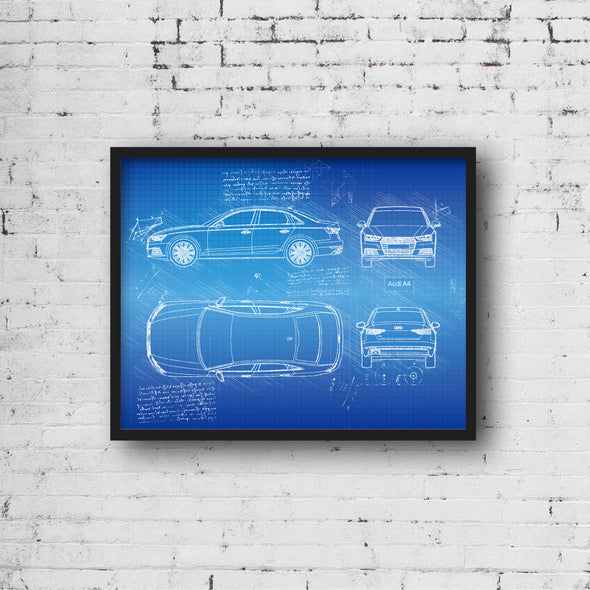 Audi A4 (2018-19) da Vinci Sketch Art Print (#690)