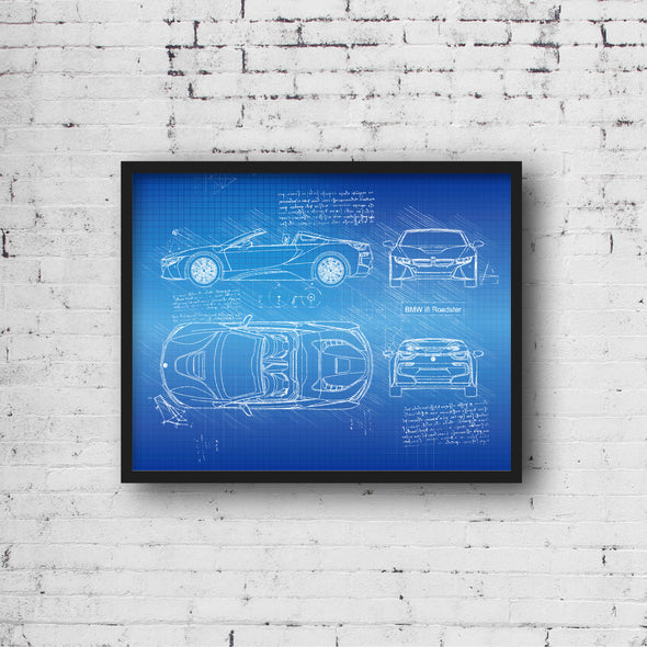 BMW i8 Roadster (2018-Present) da Vinci Sketch Art Print (#560)