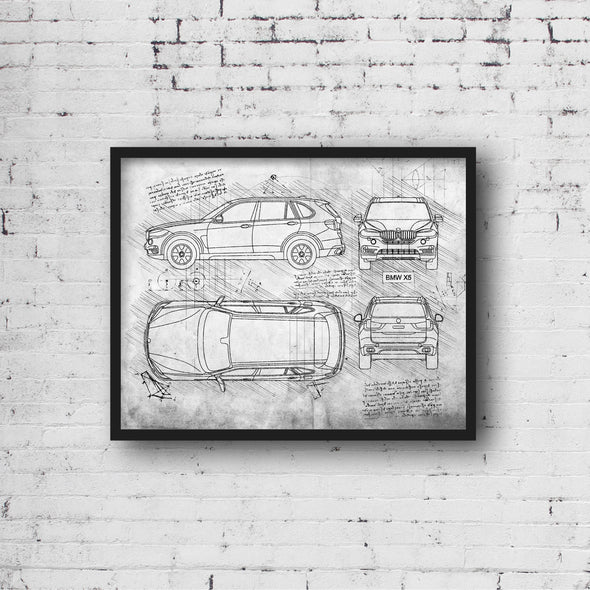 BMW X5 F15 (2013-18) da Vinci Sketch Art Print (#444)