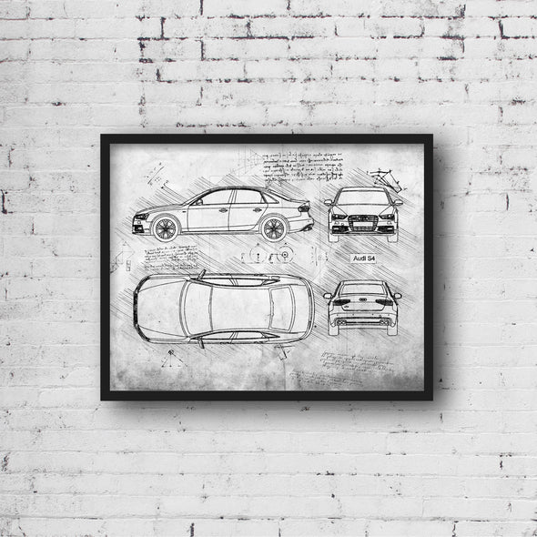 Audi S4 (2012-16) da Vinci Sketch Art Print (#506)