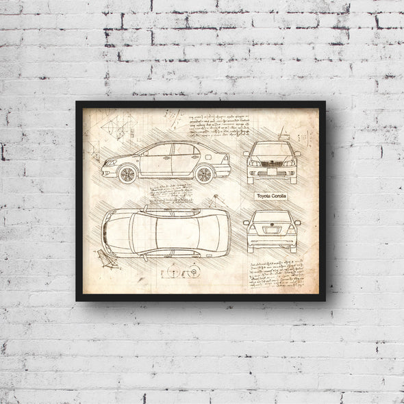 Toyota Corolla (2000-06) da Vinci Sketch Art Print (#773)