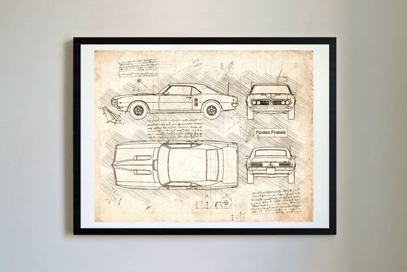 Pontiac Firebird (1967-69) da Vinci Sketch Art Print (#262)