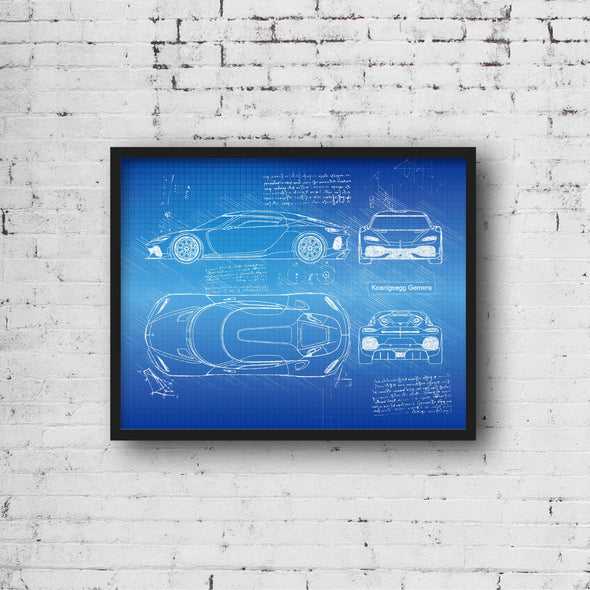 Koenigsegg Gemera (2020-Present) da Vinci Sketch Art Print (#987)