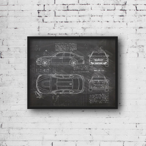 BMW M3 F80 (2014-18) da Vinci Sketch Art Print (#413)