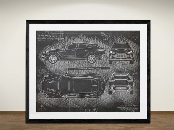 Aston Martin DBX (2019) - Art Print - Sketch Style, Car Patent, Blueprint Poster, Blue Print, (#3050)