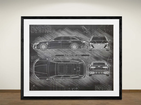 Audi RS6-R ABT (2020) - Art Print - Sketch Style, Car Patent, Blueprint Poster, Blue Print,  (#3001)