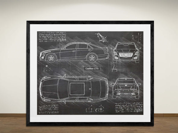 Cadillac ATS Coupe (2015) - Art Print - Sketch Style, Car Patent, Blueprint Poster, Blue Print, (#3101)