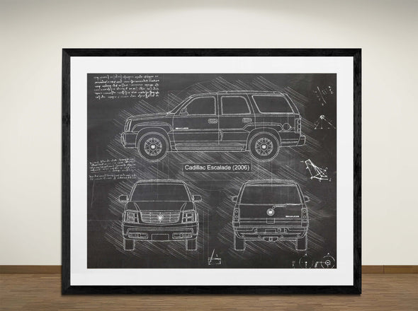 Cadillac Escalade (2006)  - Art Print - Sketch Style, Car Patent, Blueprint Poster, Blue Print, (#3064)