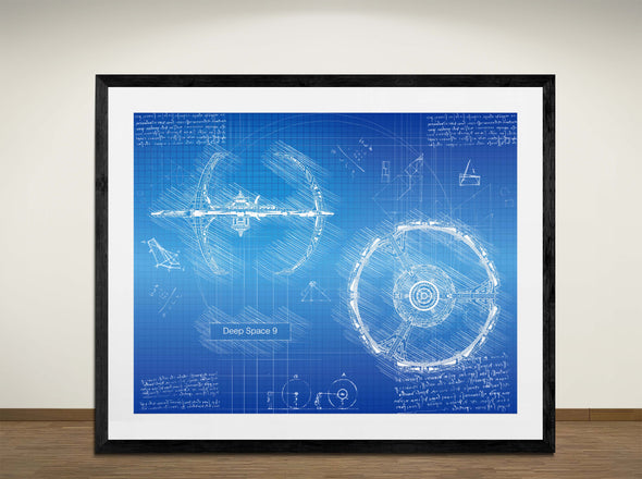 Deep Space 9 - Art Print - Sketch Style, Blueprint Poster, Blue Print, (#3121)