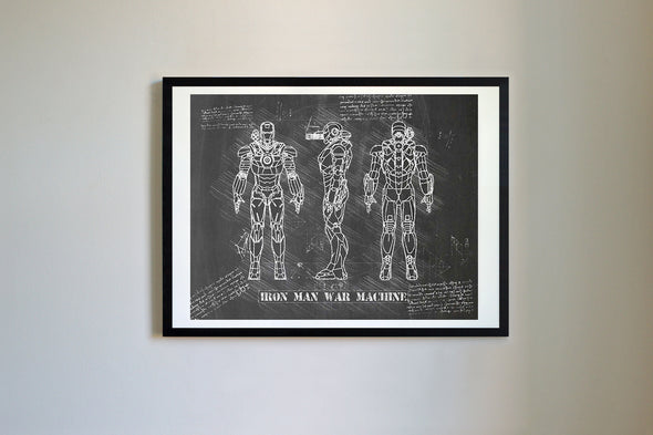 Iron Man War Machine da Vinci Sketch Art Print (#143)