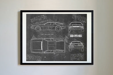DMC DeLorean (1981-82) da Vinci Sketch Art Print (#170)