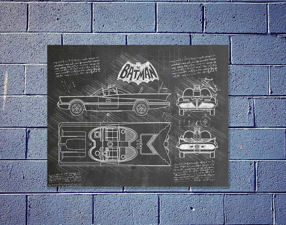 Batman Batmobile (1966) da Vinci Sketch Art Print (#117)