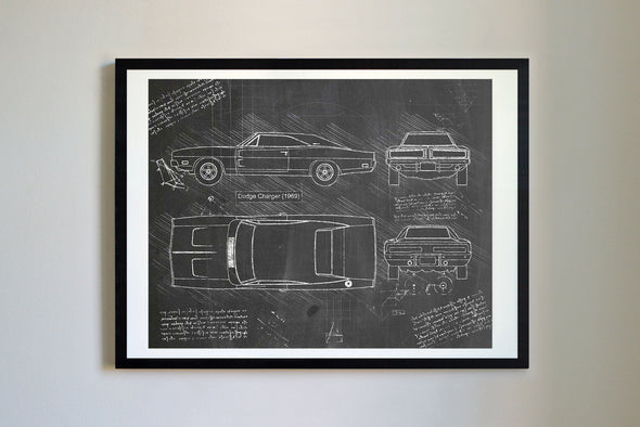 Dodge Charger (1969) da Vinci Sketch Art Print (#171)