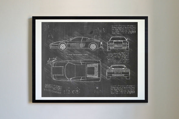 Ferrari Testarossa (1984-91) da Vinci Sketch Art Print (#173)