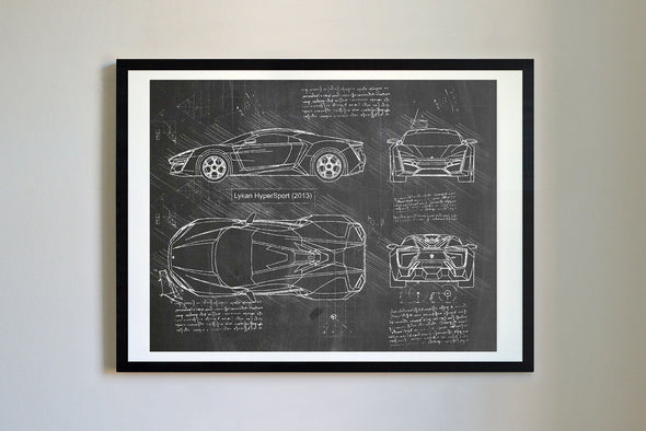 W Motors Lykan HyperSport (2013) da Vinci Sketch Art Print (#177)