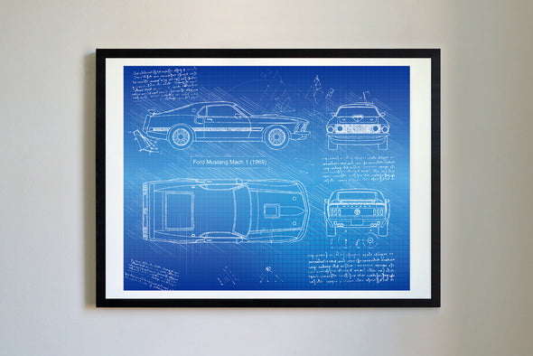 Ford Mustang Mach1 (1969-70) da Vinci Sketch Art Print (#175)