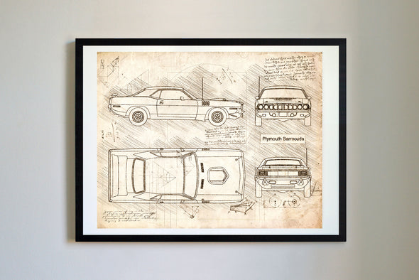 Plymouth Barracuda (1971) da Vinci Sketch Art Print (#298)