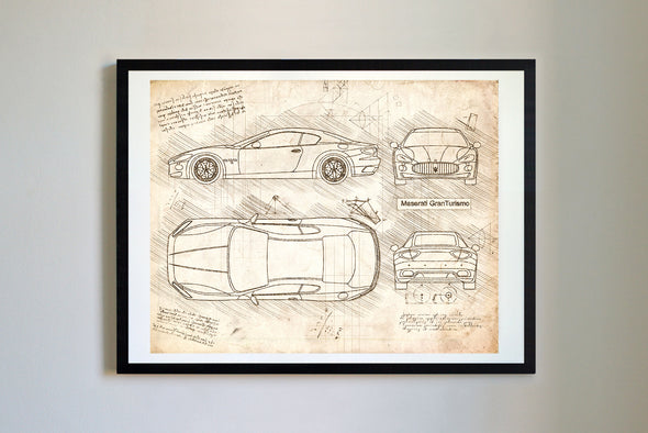 Maserati Gran Turismo (2007) da Vinci Sketch Art Print (#292)