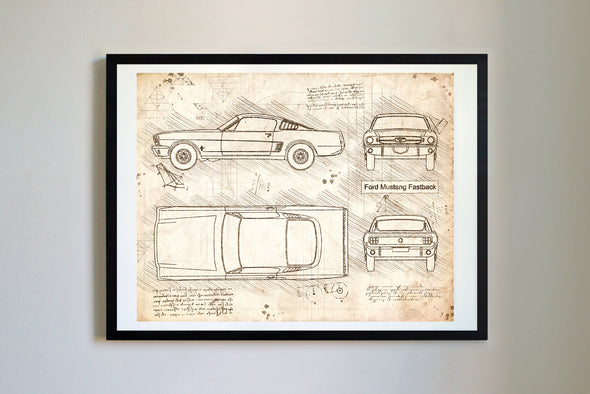 Ford Mustang Fastback (1964-66) da Vinci Sketch Art Print (#306)