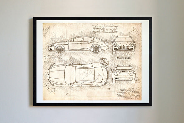 Maserati Ghibli (2014) da Vinci Sketch Art Print (#291)