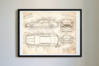 Maserati Quattroporte (2013-17) da Vinci Sketch Art Print (#294)