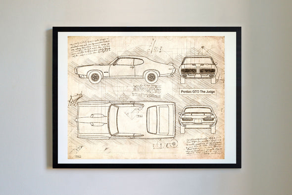 Pontiac GTO The Judge (1969) da Vinci Sketch Art Print (#302)