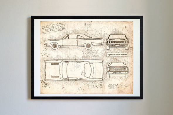 Plymouth Roadrunner (1969) da Vinci Sketch Art Print (#300)