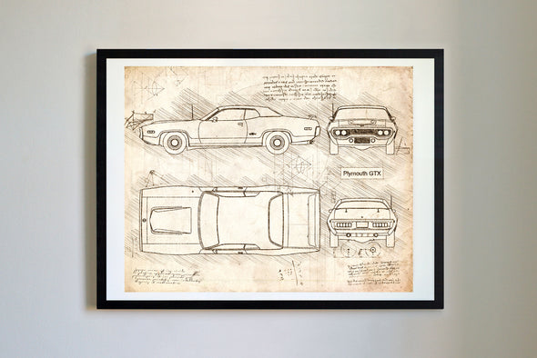Plymouth GTX (1967-71) da Vinci Sketch Art Print (#299)