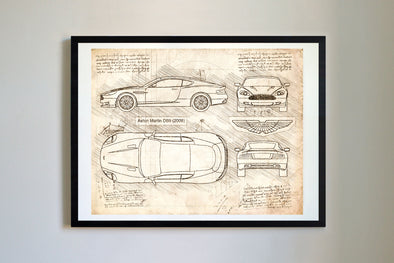 Aston Martin DB9 (2004-16) da Vinci Sketch Art Print (#169)