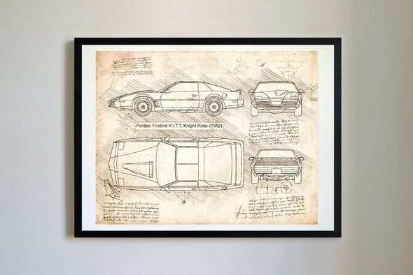Pontiac Firebird KITT (Knight Rider) da Vinci Sketch Art Print (#179)