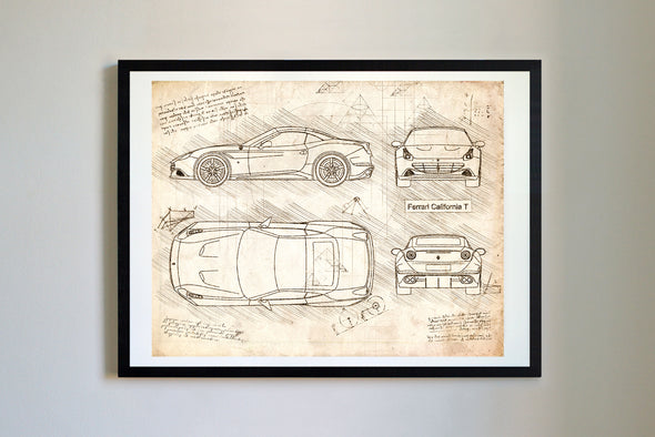 Ferrari California T (2015) da Vinci Sketch Art Print (#315)