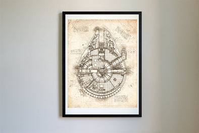 Star Wars Millennium Falcon da Vinci Sketch Art Print (#108)