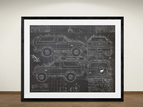 Ford Bronco (1994) - Art Print - Sketch Style, Car Patent, Blueprint Poster, Blue Print, (#3110)