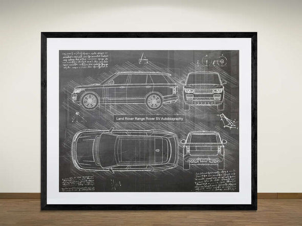 Land Rover Range Rover SV LWB Autobiography (2013 - 2021) - Art Print - Sketch Style, Car Patent, Blueprint Poster, Blue Print,  (#2016)
