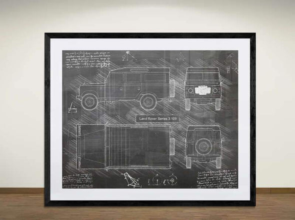 Land Rover Series 3 LWB 109 (1971 - 1985) - Art Print - Sketch Style, Car Patent, Blueprint Poster, Blue Print,  (#2015)