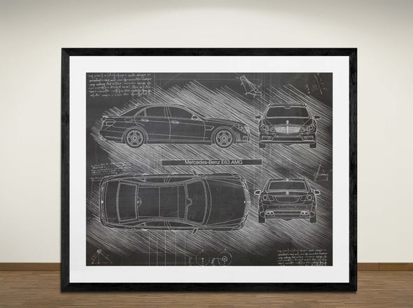 Mercedes-Benz E63 AMG - Art Print - Art Print - Sketch Style, Car Patent, Blueprint Poster, Blue Print, (#3028)