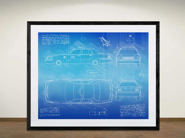 NYPD Police Car P71 (1998 - 2011) - Art Print - Sketch Style, NYPD gift, NYPD art print  (#2009)