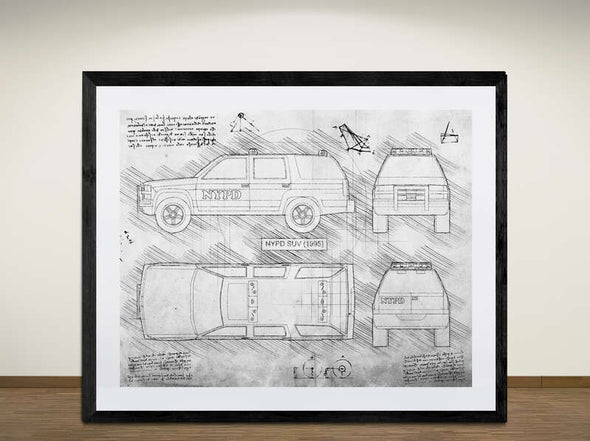 NYPD SUV (1995) - Art Print - Sketch Style, NYPD gift, NYPD art print  (#2008)