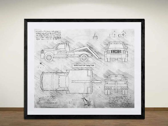 NYPD Tow Truck - Art Print - Sketch Style, NYPD gift, NYPD art print  (#2012)