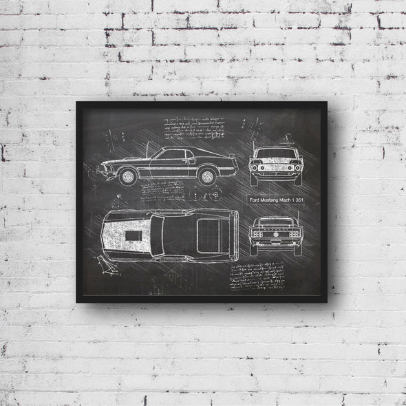 Ford Mustang Mach 1 351 (1969-71) da Vinci Sketch Art Print (#432)