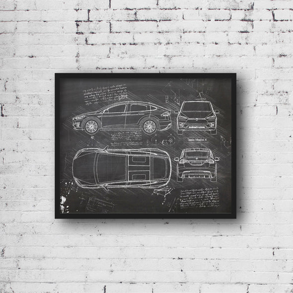 Tesla Model X (2016-Present) da Vinci Sketch Art Print (#450)