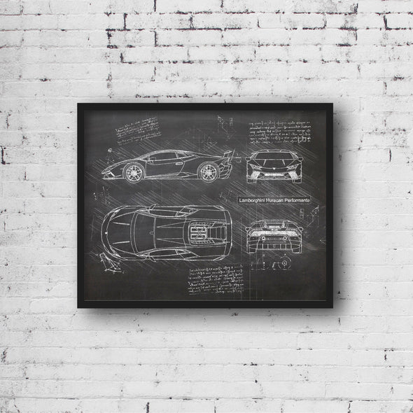 Lamborghini Huracan Performante (2017) da Vinci Sketch Art Print (#418)