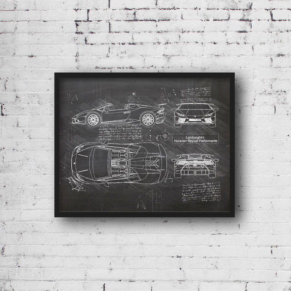 Lamborghini Huracan Spyder Performante da Vinci Sketch Art Print