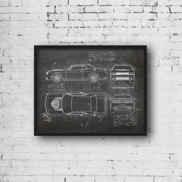 Dodge Challenger RT V8 (2015-Present) da Vinci Sketch Art Print (#416)
