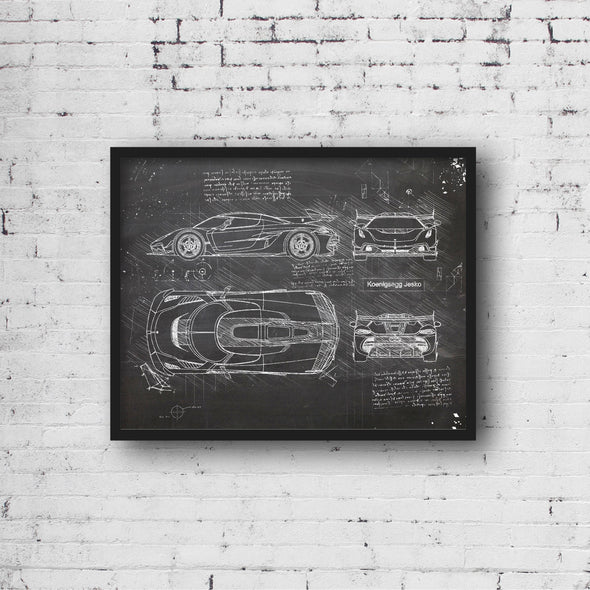 Koenigsegg Jesko (2019) da Vinci Sketch Art Print (#758)