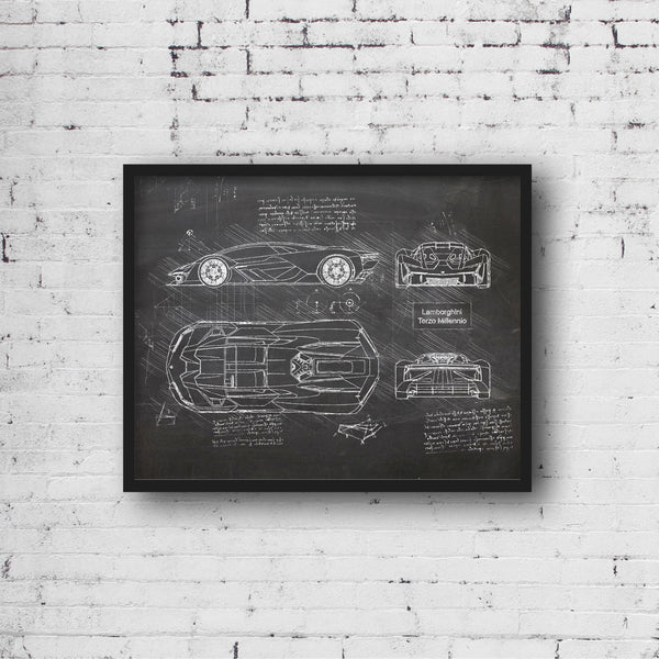 Lamborghini Terzo Millennio (2017) da Vinci Sketch Art Print