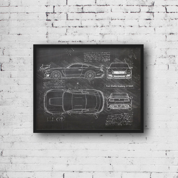 Ford Shelby GT350R Mustang (2015-Present) da Vinci Sketch Art Print (#435)
