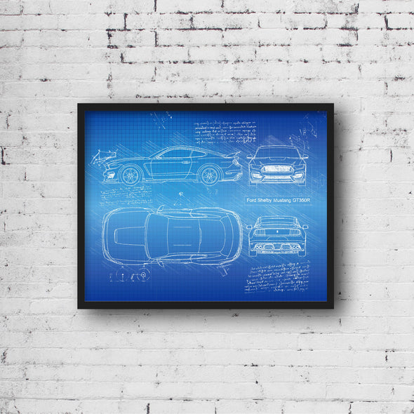 Ford Shelby GT350R Mustang (2015-Present) da Vinci Sketch Art Print (#435)