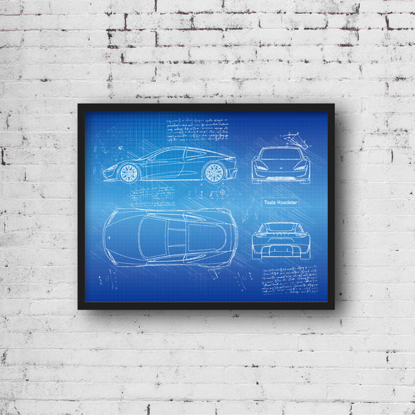 Tesla Roadster (2020) da Vinci Sketch Art Print (#449)